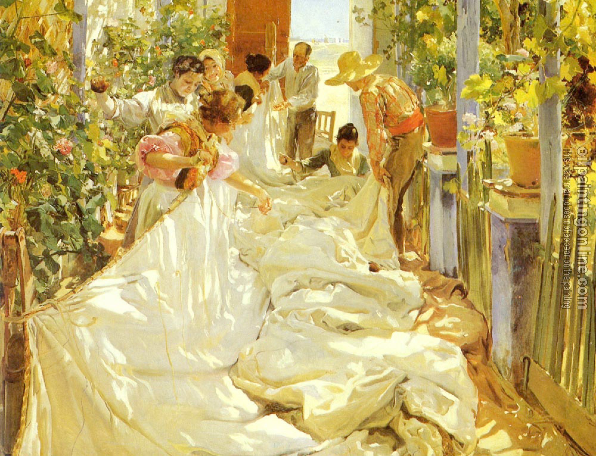 Joaquin Sorolla y Bastida - Cosiendo La Vela